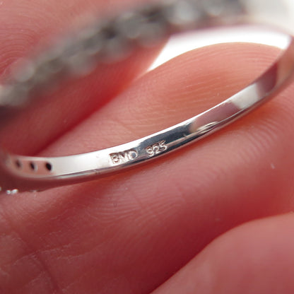 925 Sterling Silver Real Round-Cut Amethyst & White Topaz Ring Size 6.5