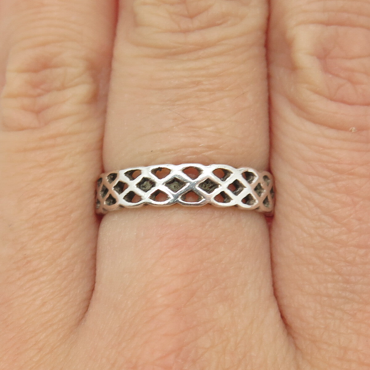 925 Sterling Silver Vintage Celtic Knot Band Ring Size 7.75