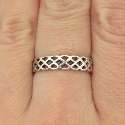 925 Sterling Silver Vintage Celtic Knot Band Ring Size 7.75