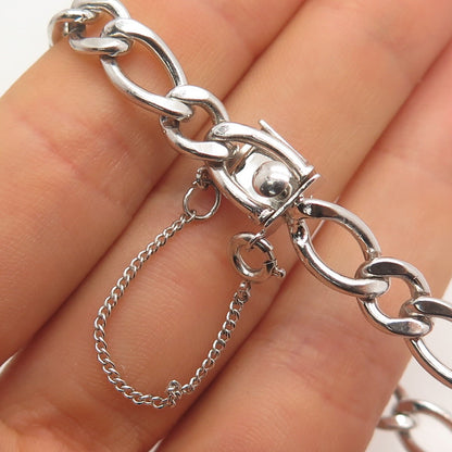 925 Sterling Silver Vintage A&Z Cable Link Bracelet 6.75"