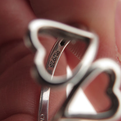 RL Richline 925 Sterling Silver Vintage Open Heart Bypass Ring Size 6.5