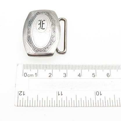 HICKOK Sterling Silver & Bronze Antique Art Deco Letter F Oxidized Belt Buckle