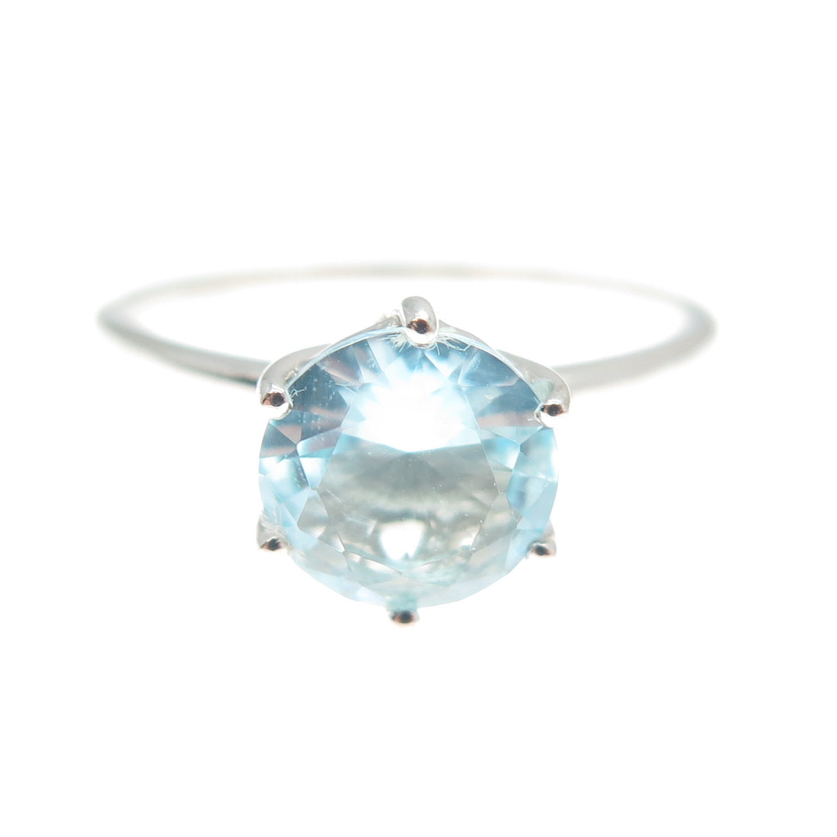 DAZZLERS 925 Sterling Silver Round-Cut Nano Blue Topaz Ring Size 9