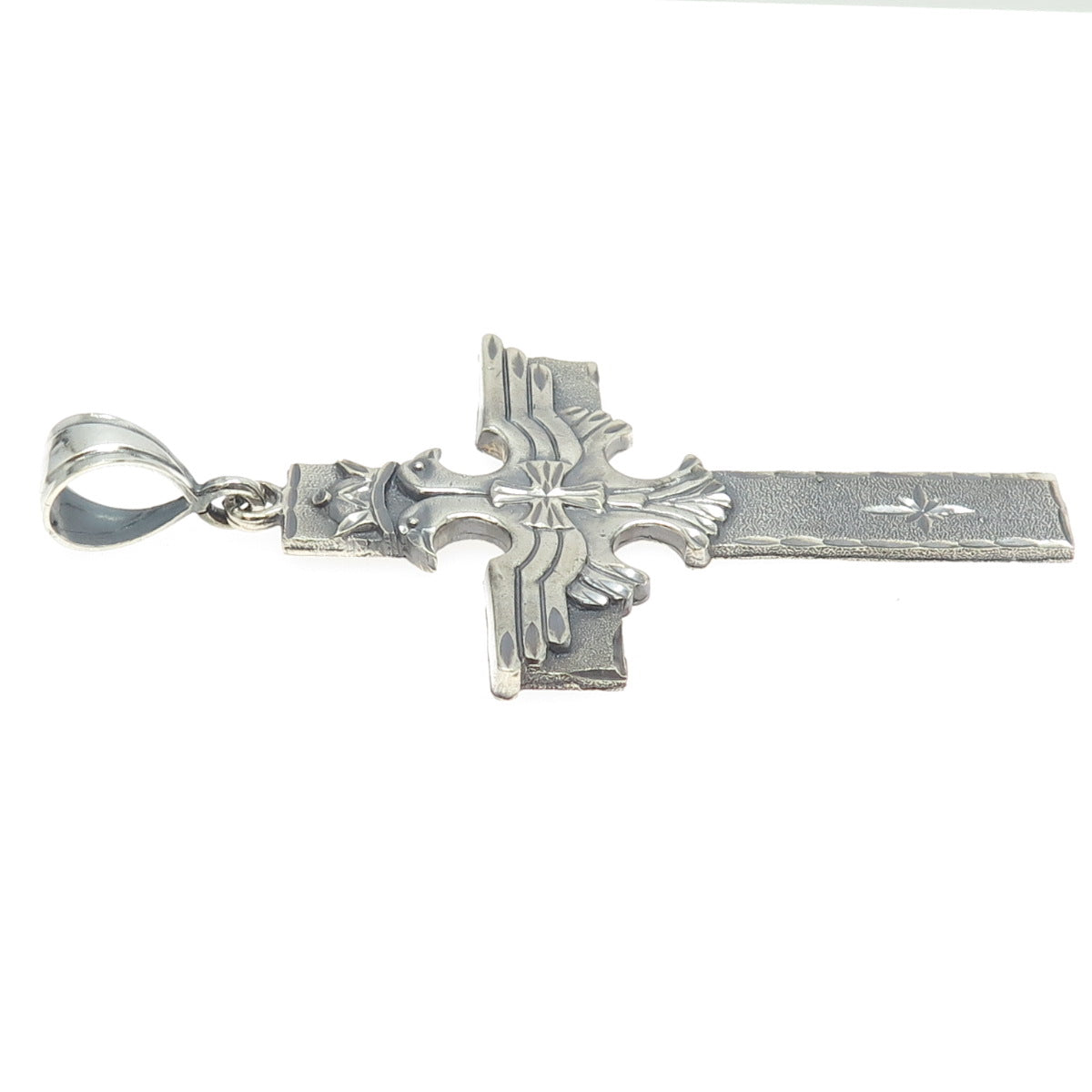 ONE OF A KIND 925 Sterling Silver Vintage Double Headed Eagle Cross Pendant