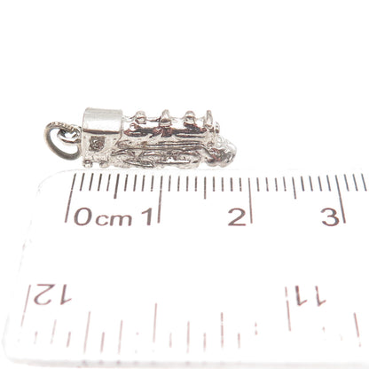 925 Sterling Silver Vintage Steam Engine Train 3D Mini Charm Pendant