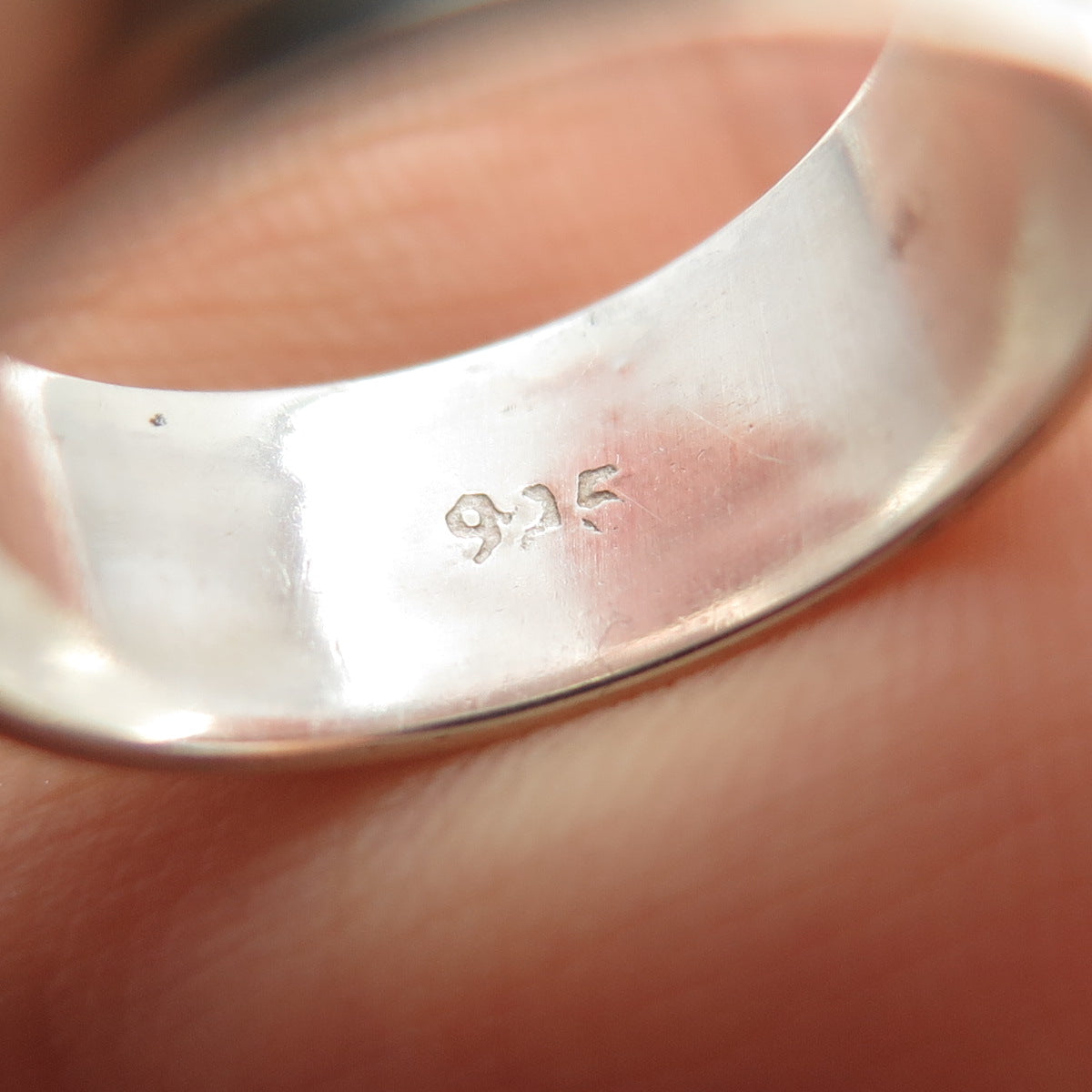 925 Sterling Silver 2-Tone Vintage Ribbed Rotating Band Ring Size 6.5