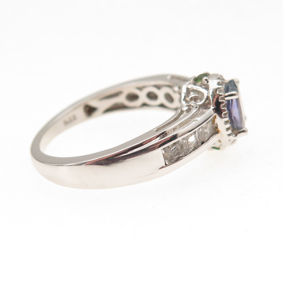 Chuck Clemency Sterling Silver Real Tanzanite White Topaz Peridot Ring Size 8.25