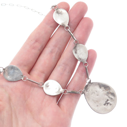 SELENA JAKE Old Pawn 925 Sterling Silver Turquoise Bear Paw Chain Necklace 18"