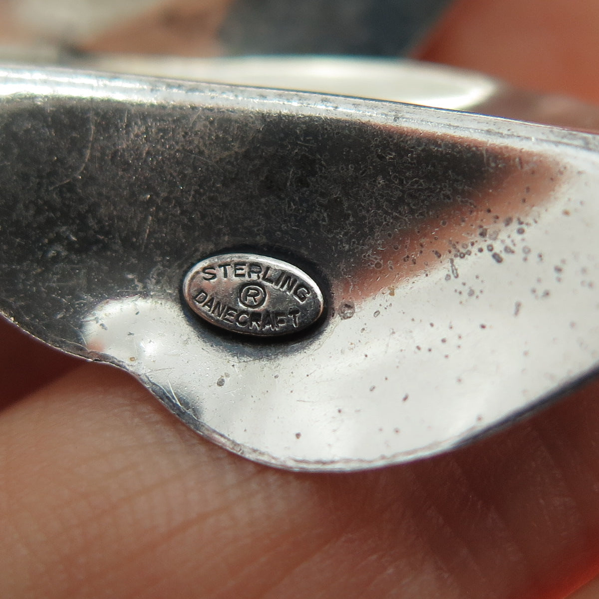 DANECRAFT 925 Sterling Silver Vintage Modernist Floral Leaf Oxidized Pin Brooch