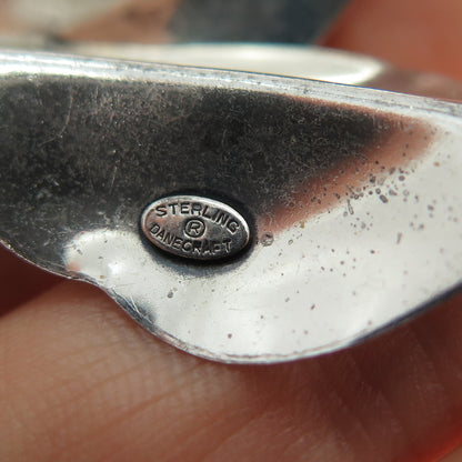 DANECRAFT 925 Sterling Silver Vintage Modernist Floral Leaf Oxidized Pin Brooch