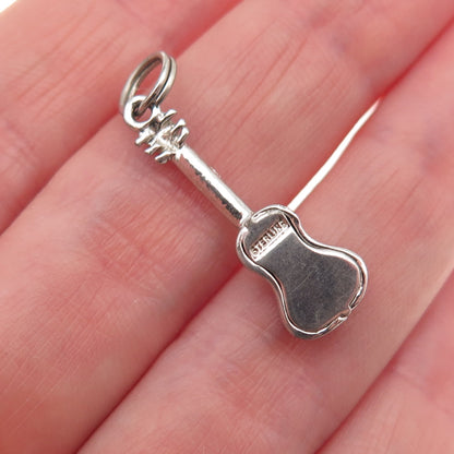 925 Sterling Silver Vintage Guitar Musical Instrument Charm Pendant