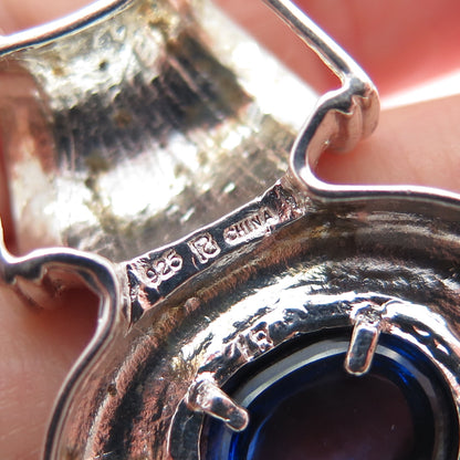 ROSS SIMONS 925 Sterling Silver Vintage Lab-Created Sapphire Slide Charm Pendant