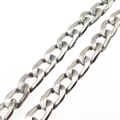 800 Silver Vintage Poland Heavy 163.9g Oxidized Curb Chain Necklace 20"