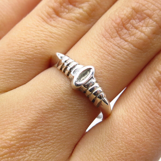 925 Sterling Silver Vintage Ribbed Oval Bar Ring Size 6.75
