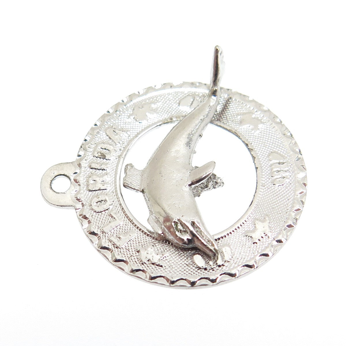 925 Sterling Silver Vintage "Florida" Dolphin Pendant