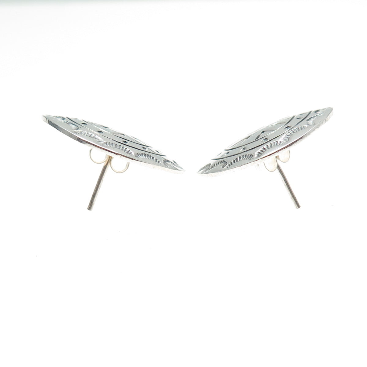 925 Sterling Silver Vintage Mexico Tribal Oval Earrings