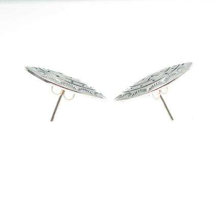 925 Sterling Silver Vintage Mexico Tribal Oval Earrings
