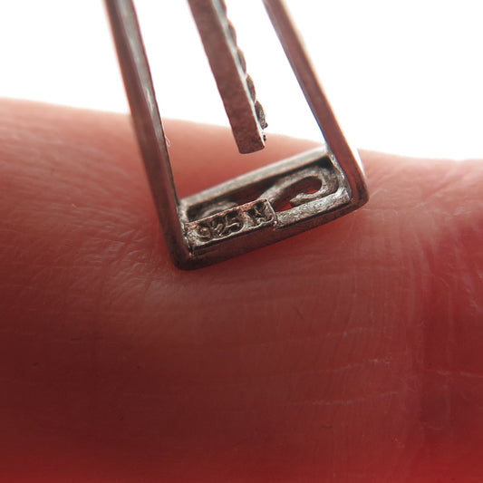 925 Sterling Silver Real Round-Cut Diamond Heart Cross Charm Pendant