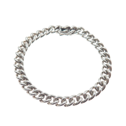 835 Silver Antique European Curb Link Oxidized Bracelet 7.25"