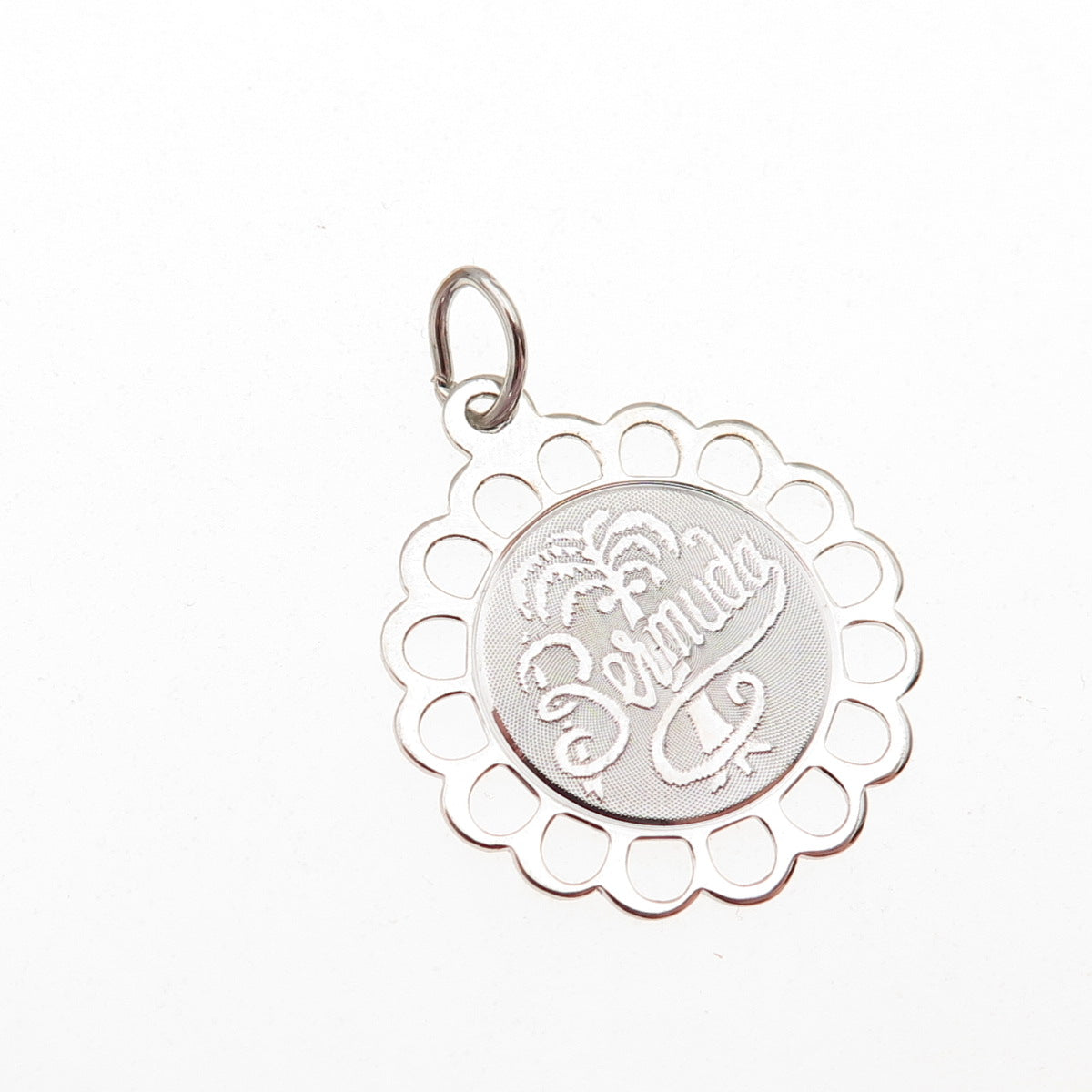 CREA 925 Sterling Silver Vintage Bermuda Palm Tree Floral Charm Pendant