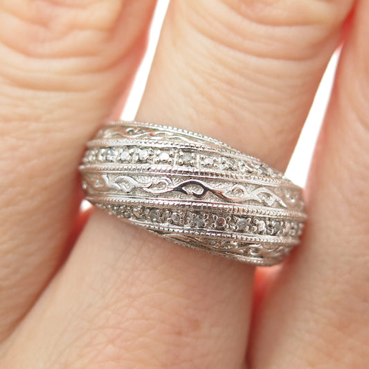 BGE BRADFORD 925 Sterling Silver Real Round-Cut Diamond Ring Size 7
