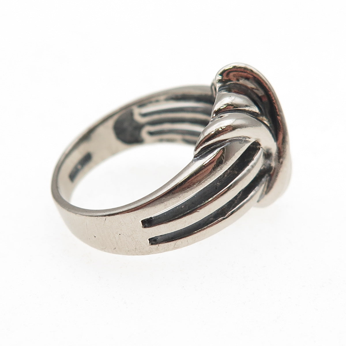 925 Sterling Silver Vintage Modernist Oxidized Ring Size 7