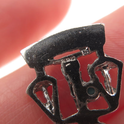 925 Sterling Silver Vintage Rhinestone Libra Zodiac Sign Mini Charm Pendant
