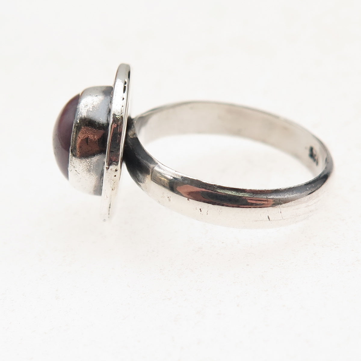 925 Sterling Silver Vintage Real Purple Sapphire Oxidized Ring Size 8