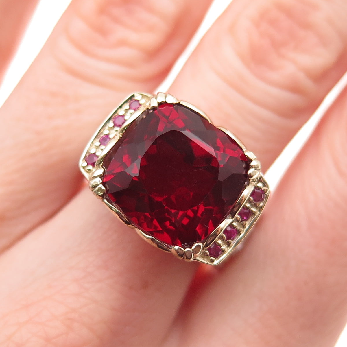 MICHAEL VALITUTTI Gems En Vogue 925 Sterling 2-Tone Garnet & Ruby Ring Size 7.25