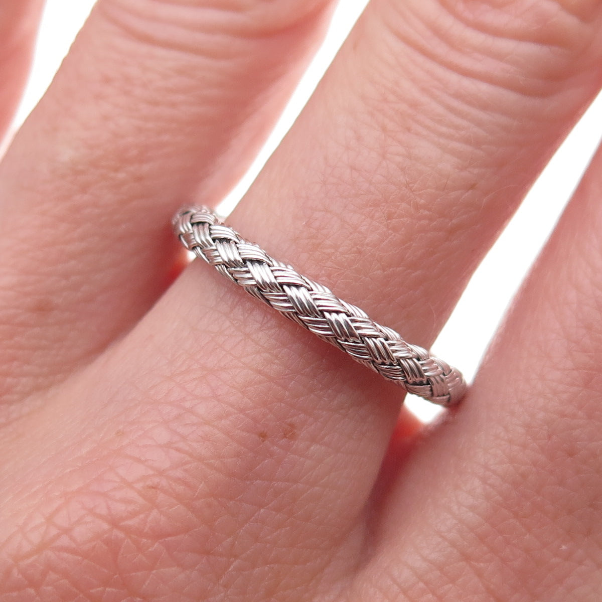 Jacmel Mauritius 925 Sterling Silver Italy Woven Band Ring Size 8.25