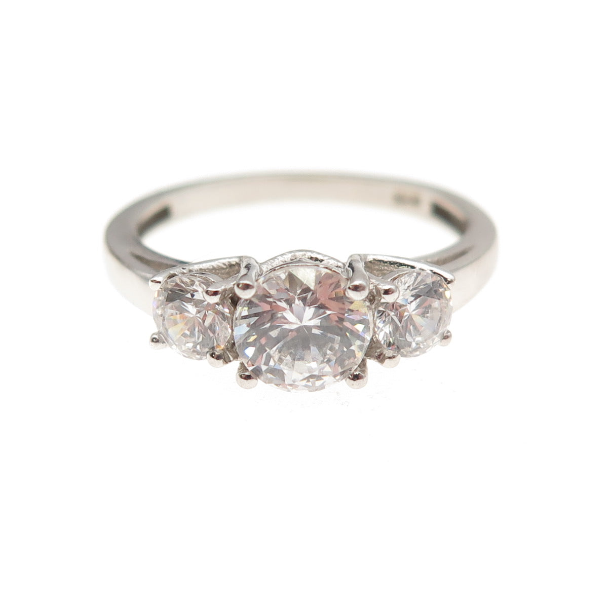 925 Sterling Silver Round-Cut C Z Engagement Ring Size 7.25
