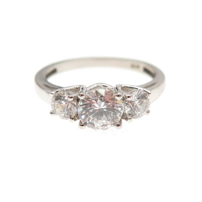 925 Sterling Silver Round-Cut C Z Engagement Ring Size 7.25
