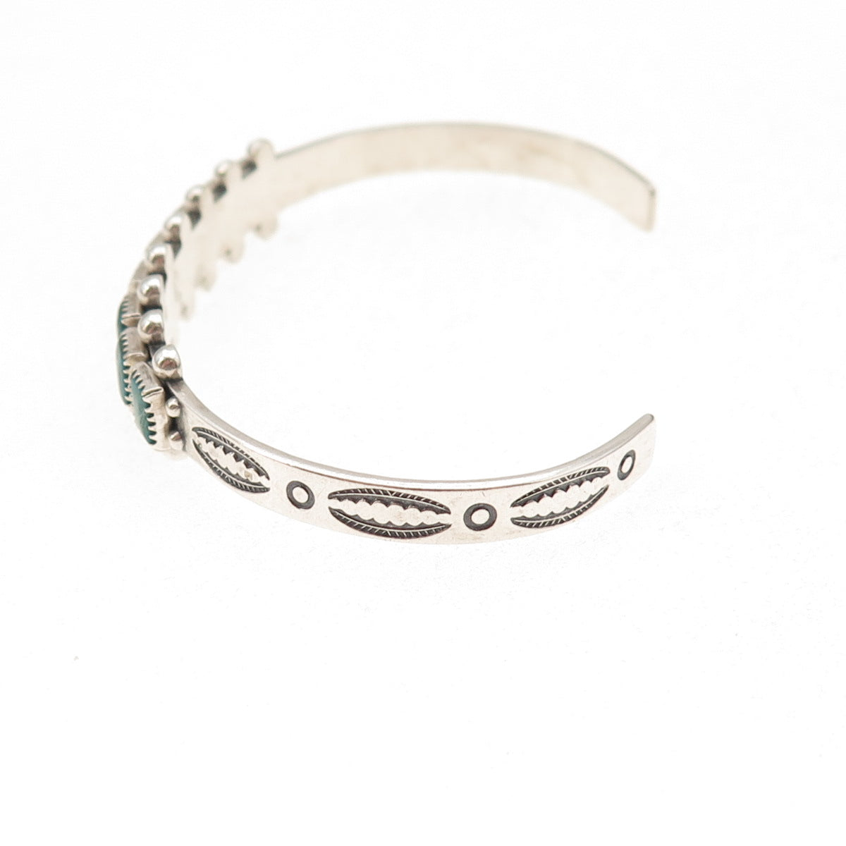 Old Pawn 925 Sterling Silver Vintage Kingman Turquoise Adjustable Bracelet 5.75"