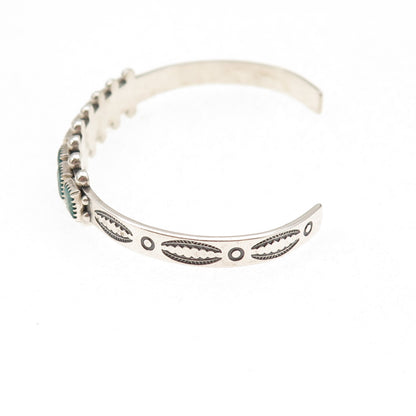 Old Pawn 925 Sterling Silver Vintage Kingman Turquoise Adjustable Bracelet 5.75"