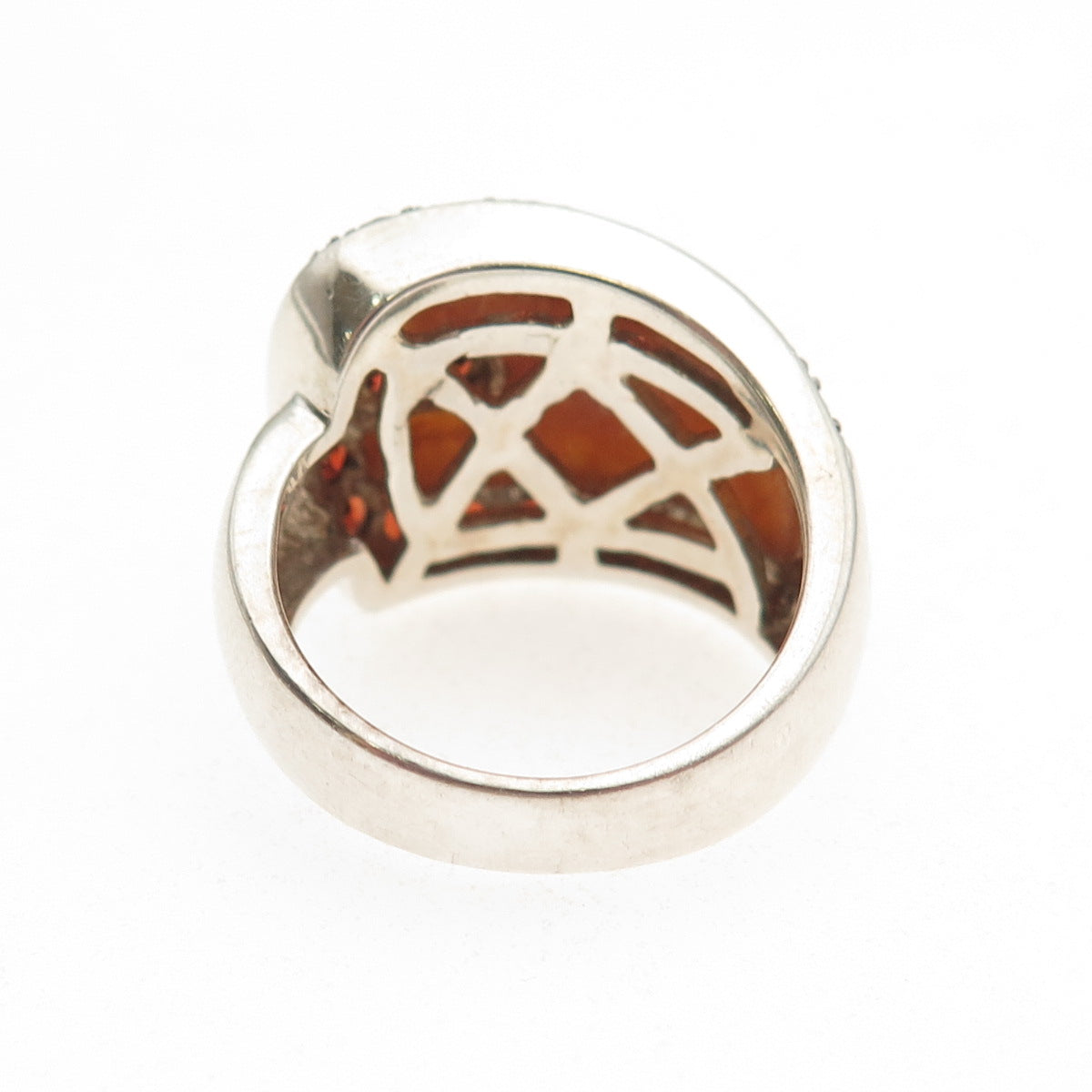 Chapal Zenray Sterling Silver Real Carnelian & Red Garnet Overlap Ring Size 7