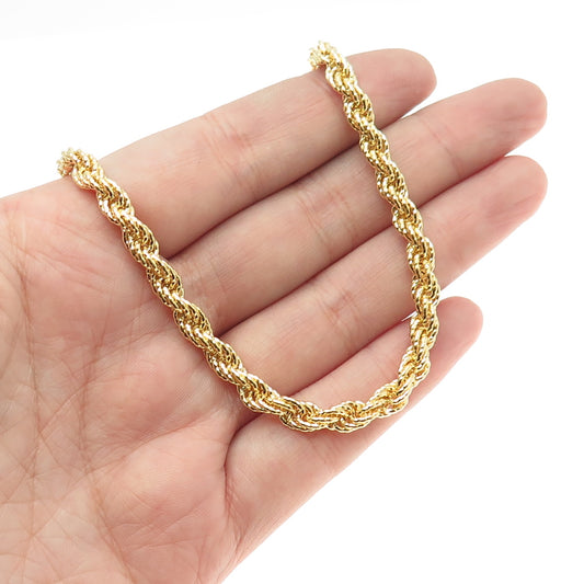 UTC 925 Sterling Silver Gold Plated Italy Twisted Rope Chain Necklace 18"