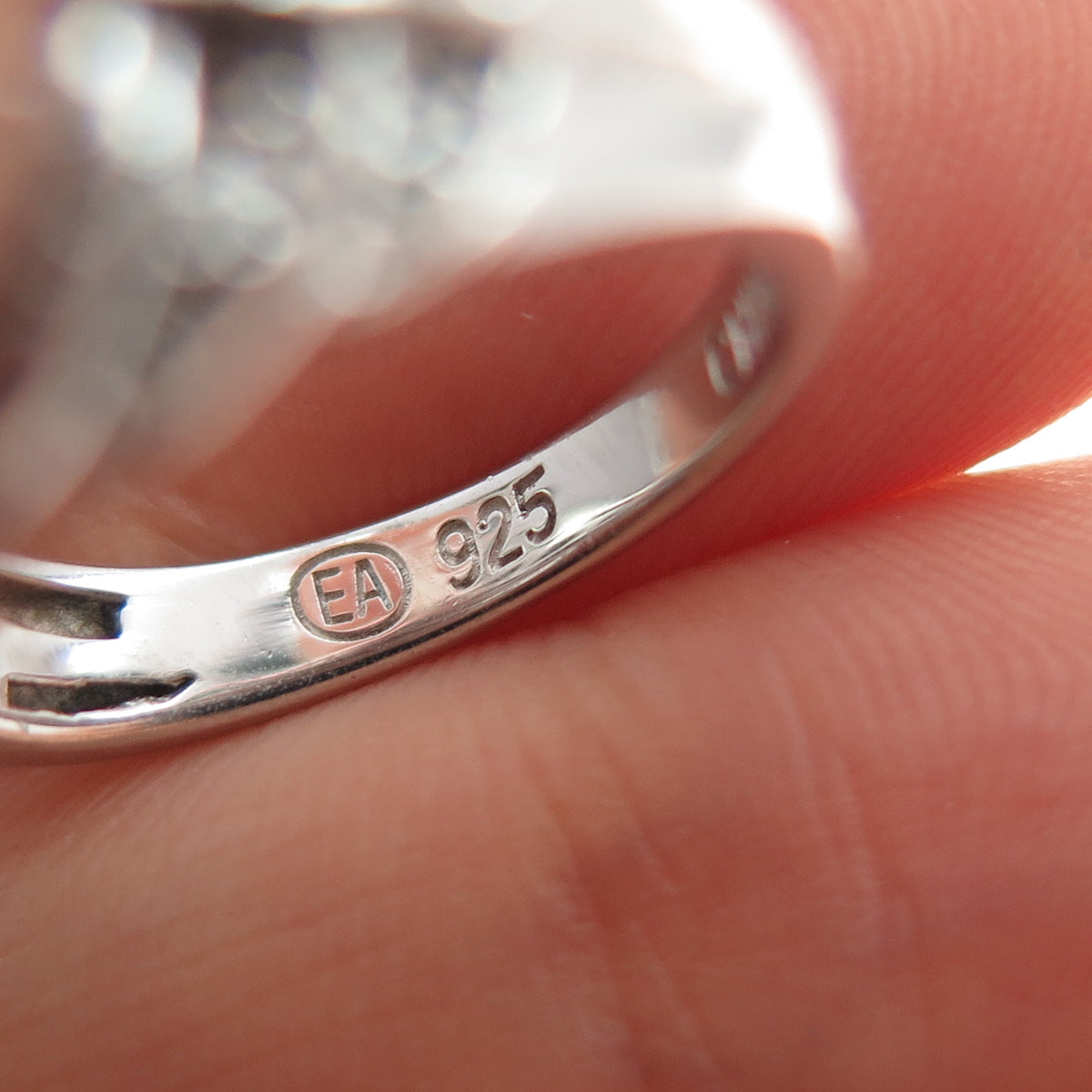 925 Sterling Silver Real Round-Cut Diamond Angel Wings Ring Size 7.25