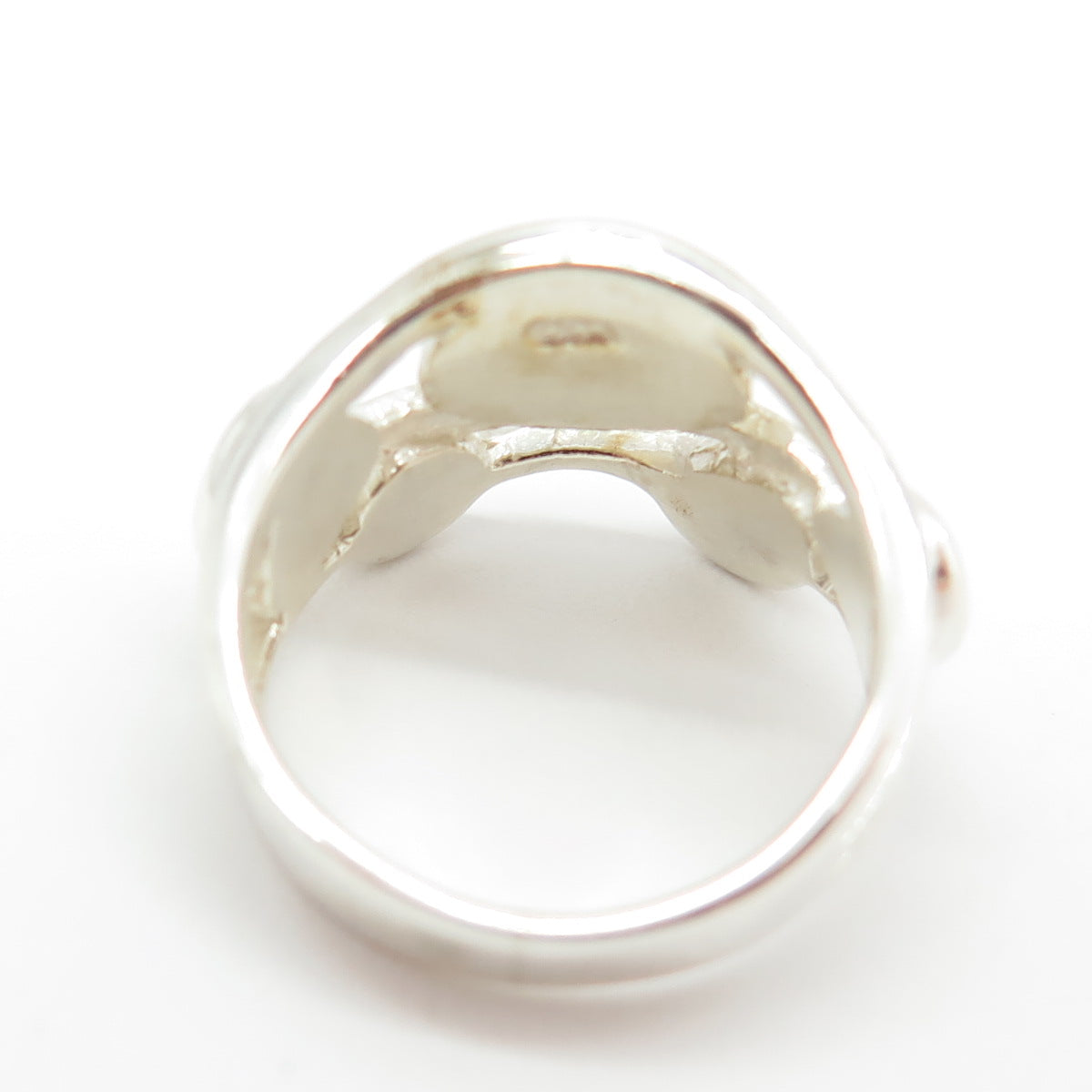 925 Sterling Silver Real Abalone Shell Modernist Ring Size 5.75