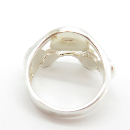 925 Sterling Silver Real Abalone Shell Modernist Ring Size 5.75