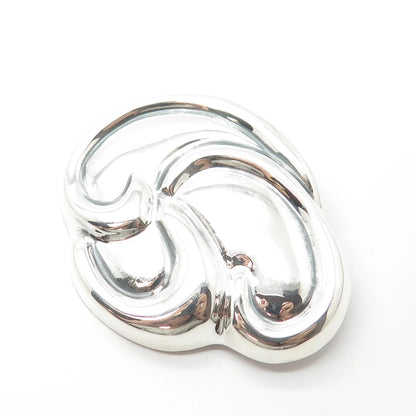 925 Sterling Silver Vintage Mexico Ribbed Pin Brooch