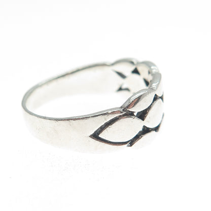 925 Sterling Silver Vintage Marquise-Cut Link Ring Size 7.25