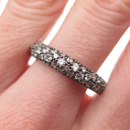 925 Sterling Silver Round-Cut C Z Half Eternity Band Ring Size 9.25