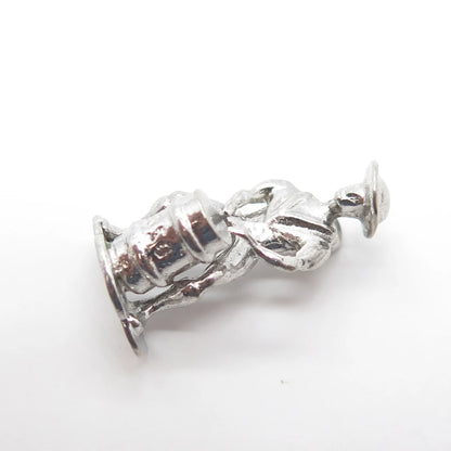 925 Sterling Silver Vintage Musician Drummer Pendant