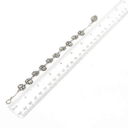 925 Sterling Silver Antique Art Deco Rose Catholic Saints Bracelet 7.5"