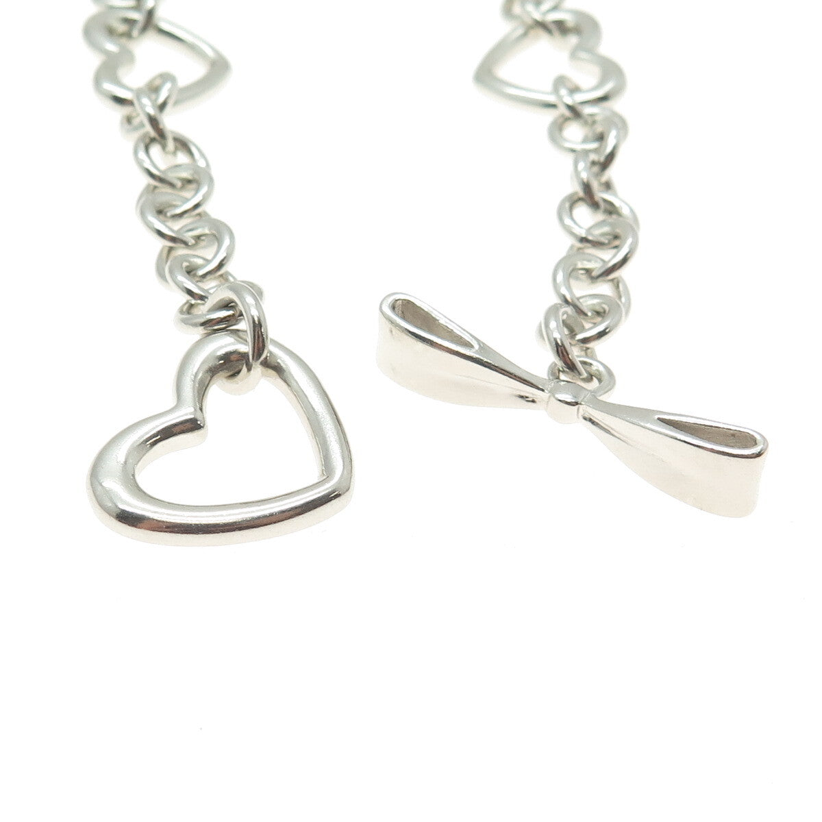 TOWN & COUNTRY 925 Sterling Silver Vintage Interlocked Heart Link Bracelet 7.25"