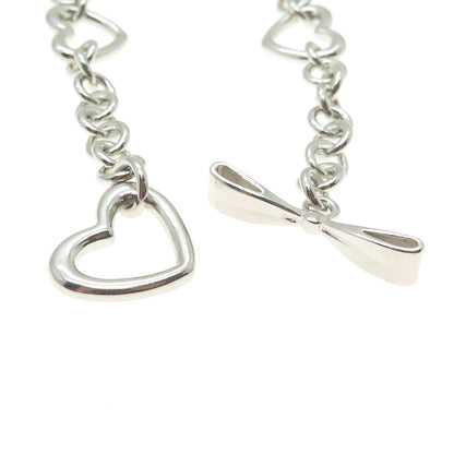 TOWN & COUNTRY 925 Sterling Silver Vintage Interlocked Heart Link Bracelet 7.25"