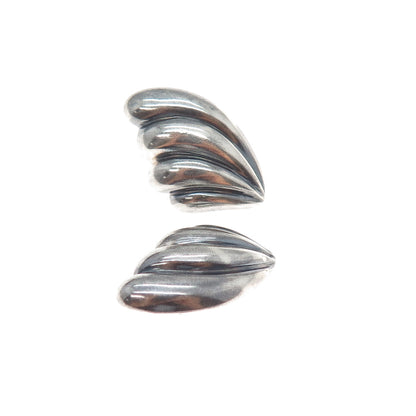 925 Sterling Silver Vintage Modernist Angel Wings Oxidized Earrings