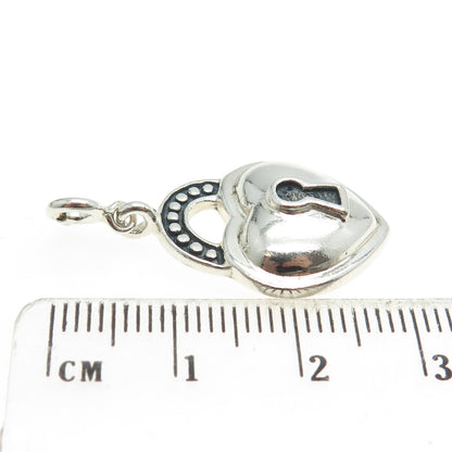 925 Sterling Silver Vintage Heart Lock Charm Pendant