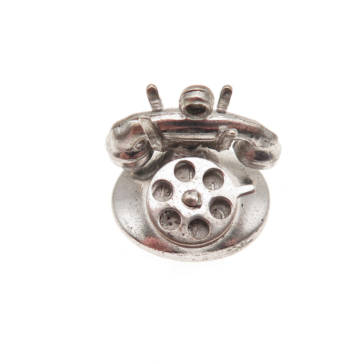 925 Sterling Silver Antique Art Deco Rotary Phone I Love You 3D Mini Pendant