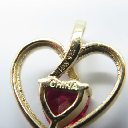 HAN 925 Sterling Silver Gold Plated White & Pink C Z Heart Pendant